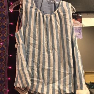 blue and white blouse